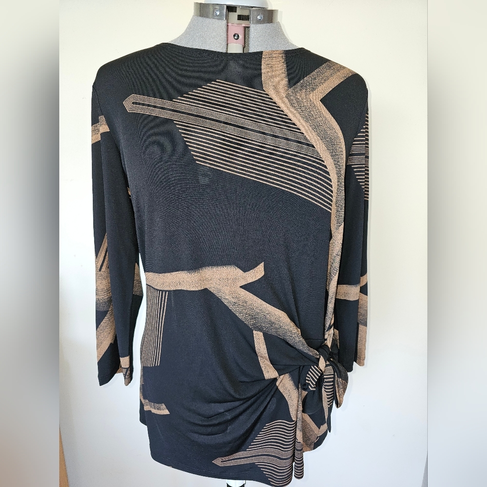 Clara Sun Woo Geo Print Side Tie Tunic - Medium (12) / Black-Coffee